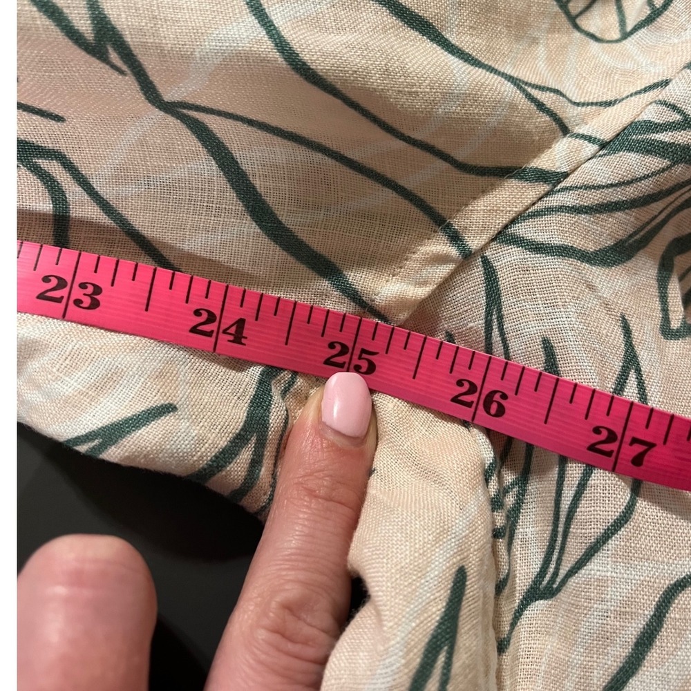 Rachel Zoe 100% Linen Tropical Palm Leaf Wide Leg Pants Peach Green Plus 1X - Picture 8 of 9